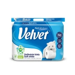 Toalettpapper i sammet, mjukt vitt, 12 rullar, 3 lager