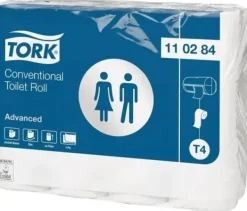 Toalettpapper-Toiletpapir Tork T4 Advanced 2-lags 34,7 m hvid - (24 ruller pr. karton)