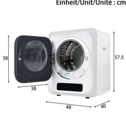 Torktumlare-Torktumlare 3–4 kg i rostfritt stål, 850 W med flerfiltersystem, 6 program och överhettningsskydd (väggmonterad)