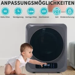 Torktumlare 2,5 kg (upp till 4 kg) Rostfritt stål 850W – 6 program, flerfunktioner, flerfilter, överhettningsskydd, väggmonterbar