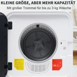 Torktumlare-Torktumlare rostfritt stål 3–4,5 kg, 830W, flerfiltrering, 5 program, överhettningsskydd, väggmonterbar [Energiklass C]