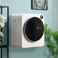 Torktumlare-Torktumlare, rostfritt stål, 3kg, 830W, 5 program, trippelfilter, överhettningsskydd, väggmonterbar, vit