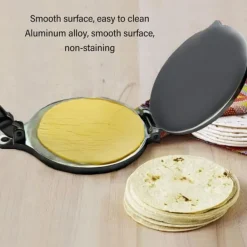 Tortillapress i aluminium 20 cm svart för att göra kinesiska kakor, bakverk, pizzapress i aluminiumlegering, pressverktyg
