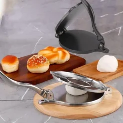 Tortillapress i aluminium 20 cm svart för att göra kinesiska kakor, bakverk, pizzapress i aluminiumlegering, pressverktyg