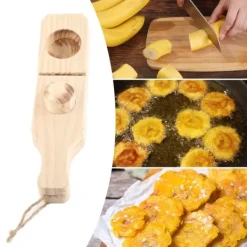 Pressar-Tostonera Plantain Masher Pine Plantain Press Smasher Återanvändbar djup plantain korgmaskin med hängande snöre