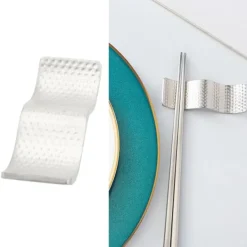 Matbestick-Ätpinnshållare i rostfritt stål, dubbel användning, non-stick, elegant ätpinnar, stativ för skedgaffel, silver