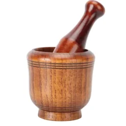 Trä kryddkvarn mortel och mortelstöt set