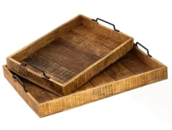 Träbricka set 2 stycken 46×31 cm serveringsbricka