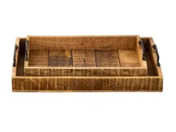 Träbricka set 2 stycken 46×31 cm serveringsbricka