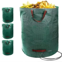 Soppåsar-Trädgårdspåsar Set med 2 272L Trädgårdsavfallspåse Vattentät och rivtålig Återanvändbar grön avfallspåse 499