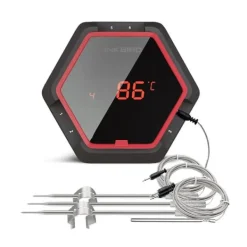 Matlagningstermometrar-Trådlös BBQ-termometer, 6 prober, Bluetooth-kompatibel,6XS Röd 4 sensor