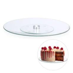 Tårtfat, Roterande Glas, 2x30 cm, Transparent