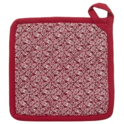 Grytlappar & Grillvantar-Tryckt handske + grytlapp 100% bomull - Röd