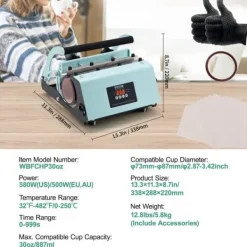 Tumbler Värmpressmaskin, Dubbelstation, Justerbara Tryckinställningar,Grön B 12.8lbs