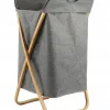 TVÄTTKORG I BAMBUS, stor, hopfällbar, stående, för förvaring