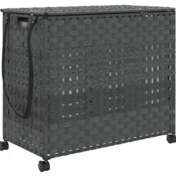 vidaXL Tvättkorg med hjul grå 66x35x60 cm rotting