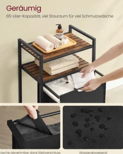 Tvättkorg, 50x33x92 cm, Brun