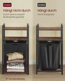 Tvättkorg, 50x33x92 cm, Brun