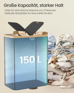 Tvättkorg, 52x38,5x75 cm, Svart