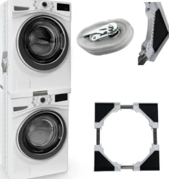 Tvättmaskinanslutningsmodul - Kopplingsstycke - Space -sparande med spänningsbälte | Innehållsuppsättning: Justerbar