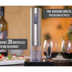 Korkskruvar-Twinz’up sladdlös elektrisk korkskruv - Box med folieskärare och laddningsbas - Andra generationens batteri - Ca