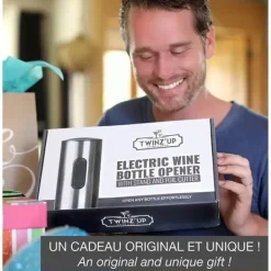 Korkskruvar-Twinz’up sladdlös elektrisk korkskruv - Box med folieskärare och laddningsbas - Andra generationens batteri - Ca
