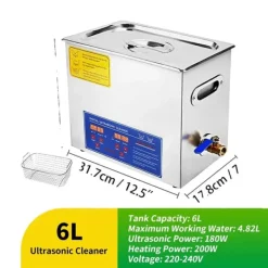 Ultraljudstvätt-Ultraljudsrengörare, Digital Kontroll, Mångsidiga Tillämpningar,6L-180W-220V, EU