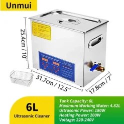 Ultraljudstvätt-Ultraljudsrengörare, Digital Kontroll, Mångsidiga Tillämpningar,6L-180W-220V, EU