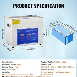 Ultraljudstvätt-Ultraljudsrengörare, Djup rengöring, Användarvänlig design,6L