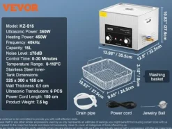 Ultraljudstvätt-Ultraljudsrengörare, Justerbar Temperatur, Kraftfull Rengöringsåtgärd,15L