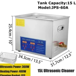 Ultraljudsrengörare, 40kHz Frekvens, Digital Kontrollpanel,15L