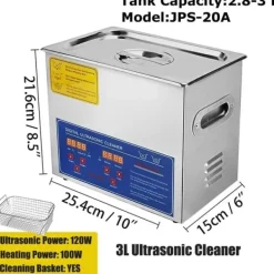 Ultraljudsrengörare, 40kHz Frekvens, Digital Kontrollpanel,3L