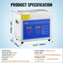 Ultraljudstvätt-Ultraljudsrengörare, 1,3L kapacitet, användarvänlig kontrollpanel,3L