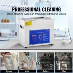 Ultraljudstvätt-Ultraljudsrengörare, 6L kapacitet, rostfritt stål, 220 V spänning, 800W effekt, CE-certifierad