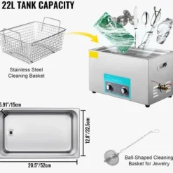 Ultraljudstvätt-Ultraljudsrengörare 22L rostfritt stål med värmare och timer
