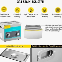 Ultraljudstvätt-Ultraljudsrengörare 3L 24x14x10 cm rostfritt stål, rengöringsapparat
