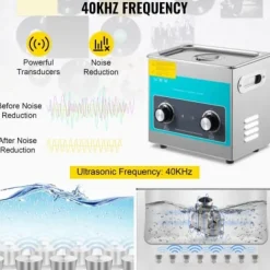 Ultraljudstvätt-Ultraljudsrengörare 3L 24x14x10 cm rostfritt stål, rengöringsapparat