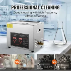 Ultraljudstvätt-Ultraljudsrengörare med digital timer & värmare, professionell för smycken, rostfritt stål, 10L, för glasögon, klockor och kretskort.