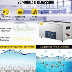 Ultraljudstvätt-Ultraljudsrengörare med värmare 22L, Dubbel frekvens, för smycken och glasögon, effektiv rengöring, kompakt design