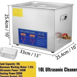 Ultraljudstvätt-Ultraljudsrengörare, tankkapacitet 6L till 30L, 40kHz frekvens, konstruktion i rostfritt stål,10L JPS-40A