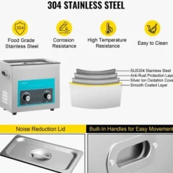 Ultraljudstvätt-Ultraljudsrengörare 33x18x28,5 cm 6,5L rostfritt stål