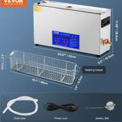 Ultraljudstvätt-Ultraljudsrengörare 530x165x296 mm 10L rostfritt stål