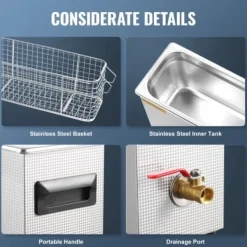 Ultraljudstvätt-Ultraljudsrengörare 530x165x296 mm 10L rostfritt stål