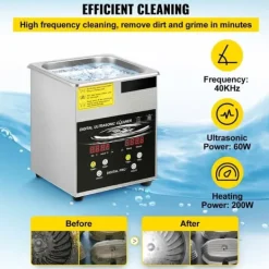 Ultraljudstvätt-Ultraljudsrengöringsmaskin 2L för smycken, rostfritt stål, effektiv rengöring, kompakta mått