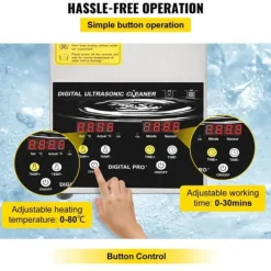 Ultraljudstvätt-Ultraljudsrengöringsmaskin 2L för smycken, rostfritt stål, effektiv rengöring, kompakta mått