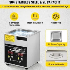 Ultraljudstvätt-Ultraljudsrengöringsmaskin 2L för smycken, rostfritt stål, effektiv rengöring, kompakta mått