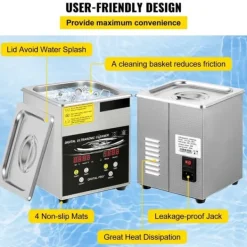 Ultraljudstvätt-Ultraljudsrengöringsmaskin 2L för smycken, rostfritt stål, effektiv rengöring, kompakta mått