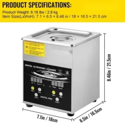 Ultraljudstvätt-Ultraljudsrengöringsmaskin 2L för smycken, rostfritt stål, effektiv rengöring, kompakta mått