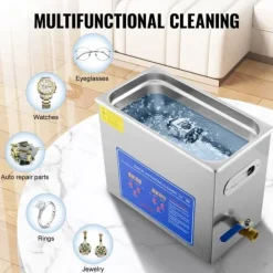 Ultraljudstvätt-Ultraljudsrengöringsmaskin SM® - 6L, 240V, 200W, rostfritt stål, silver, för glasögon, smycken, proteser