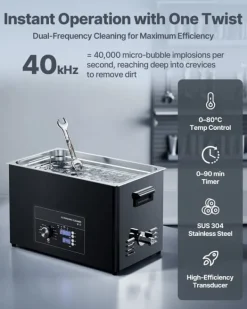 Ultraljudstvätt-Ultraljudstvätt 30 L - Ultraljudsrengörare - Professionell - Vridreglage - Rostfritt Stål - Med Korg - För Smycken och Klockor
